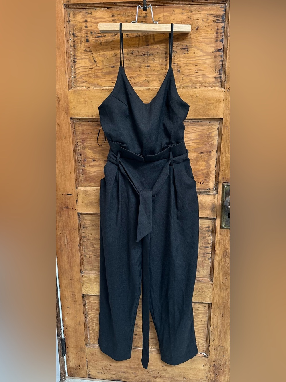 Black V-Neck Belted Jumpsuit - L'atiste size M